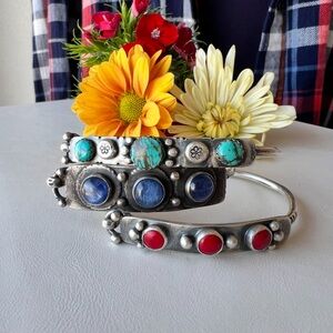 Set of 3 handmade sterling silver bracelets